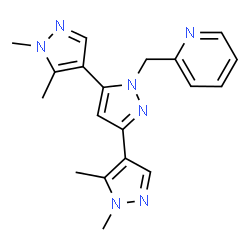 ChemSpider 2D Image | 1,1'',5,5''-Tetramethyl-1'-(2-pyridinylmethyl)-1H,1'H,1''H-4,3':5',4''-terpyrazole | C19H21N7