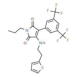ChemSpider 2D Image | 3-[3,5-Bis(trifluoromethyl)phenyl]-1-propyl-4-{[2-(2-thienyl)ethyl]amino}-1H-pyrrole-2,5-dione | C21H18F6N2O2S