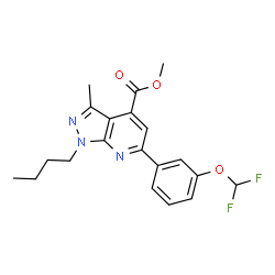 ChemSpider 2D Image | Methyl 1-butyl-6-[3-(difluoromethoxy)phenyl]-3-methyl-1H-pyrazolo[3,4-b]pyridine-4-carboxylate | C20H21F2N3O3