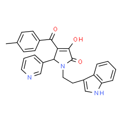 ChemSpider 2D Image | 3-Hydroxy-1-[2-(1H-indol-3-yl)ethyl]-4-(4-methylbenzoyl)-5-(3-pyridinyl)-1,5-dihydro-2H-pyrrol-2-one | C27H23N3O3