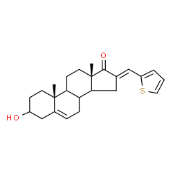 ChemSpider 2D Image | (8xi,9xi,14xi,16E)-3-Hydroxy-16-(2-thienylmethylene)androst-5-en-17-one | C24H30O2S