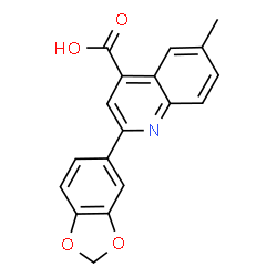 ChemSpider 2D Image | 2-(1,3-Benzodioxol-5-yl)-6-methyl-4-quinolinecarboxylic acid | C18H13NO4