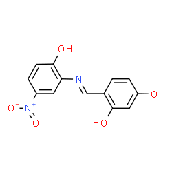ChemSpider 2D Image | 4-{(E)-[(2-Hydroxy-5-nitrophenyl)imino]methyl}-1,3-benzenediol | C13H10N2O5