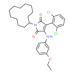 ChemSpider 2D Image | 1-Cyclododecyl-3-(2,6-dichlorophenyl)-4-[(3-ethoxyphenyl)amino]-1H-pyrrole-2,5-dione | C30H36Cl2N2O3