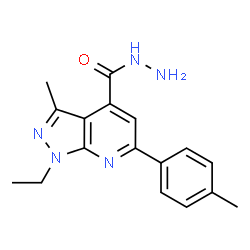 ChemSpider 2D Image | 1-Ethyl-3-methyl-6-(p-tolyl)-1H-pyrazolo[3,4-b]pyridine-4-carbohydrazide | C17H19N5O