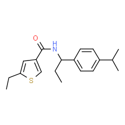 ChemSpider 2D Image | 5-Ethyl-N-[1-(4-isopropylphenyl)propyl]-3-thiophenecarboxamide | C19H25NOS