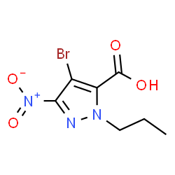 ChemSpider 2D Image | 4-Bromo-3-nitro-1-propyl-1H-pyrazole-5-carboxylic acid | C7H8BrN3O4