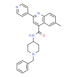 ChemSpider 2D Image | N-(1-Benzyl-4-piperidinyl)-6-methyl-2-(4-pyridinyl)-4-quinolinecarboxamide | C28H28N4O
