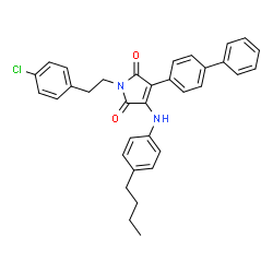 ChemSpider 2D Image | 3-(4-Biphenylyl)-4-[(4-butylphenyl)amino]-1-[2-(4-chlorophenyl)ethyl]-1H-pyrrole-2,5-dione | C34H31ClN2O2