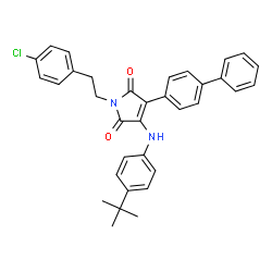 ChemSpider 2D Image | 3-(4-Biphenylyl)-1-[2-(4-chlorophenyl)ethyl]-4-{[4-(2-methyl-2-propanyl)phenyl]amino}-1H-pyrrole-2,5-dione | C34H31ClN2O2