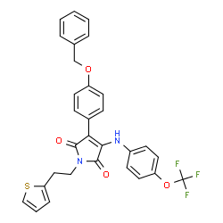 ChemSpider 2D Image | 3-[4-(Benzyloxy)phenyl]-1-[2-(2-thienyl)ethyl]-4-{[4-(trifluoromethoxy)phenyl]amino}-1H-pyrrole-2,5-dione | C30H23F3N2O4S