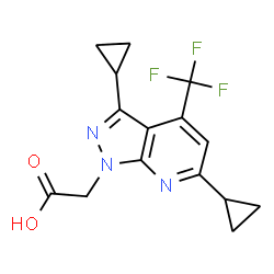 ChemSpider 2D Image | [3,6-dicyclopropyl-4-(trifluoromethyl)pyrazolo[3,4-b]pyridin-1-yl]acetic acid | C15H14F3N3O2