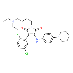 ChemSpider 2D Image | 3-(2,5-Dichlorophenyl)-1-[4-(diethylamino)butyl]-4-{[4-(1-piperidinyl)phenyl]amino}-1H-pyrrole-2,5-dione | C29H36Cl2N4O2