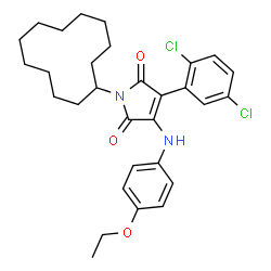 ChemSpider 2D Image | 1-Cyclododecyl-3-(2,5-dichlorophenyl)-4-[(4-ethoxyphenyl)amino]-1H-pyrrole-2,5-dione | C30H36Cl2N2O3