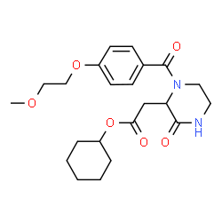 ChemSpider 2D Image | Cyclohexyl {1-[4-(2-methoxyethoxy)benzoyl]-3-oxo-2-piperazinyl}acetate | C22H30N2O6