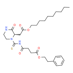 ChemSpider 2D Image | 2-Phenylethyl 4-[({2-[2-(decyloxy)-2-oxoethyl]-3-oxo-1-piperazinyl}carbonothioyl)amino]-4-oxobutanoate | C29H43N3O6S