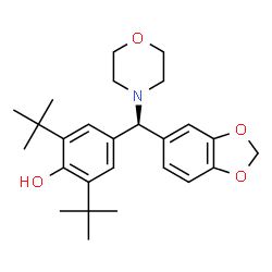 ChemSpider 2D Image | 4-[(R)-1,3-Benzodioxol-5-yl(4-morpholinyl)methyl]-2,6-bis(2-methyl-2-propanyl)phenol | C26H35NO4