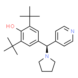 ChemSpider 2D Image | 2,6-Bis(2-methyl-2-propanyl)-4-[(S)-4-pyridinyl(1-pyrrolidinyl)methyl]phenol | C24H34N2O