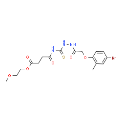 ChemSpider 2D Image | 2-Methoxyethyl 4-[({2-[(4-bromo-2-methylphenoxy)acetyl]hydrazino}carbonothioyl)amino]-4-oxobutanoate | C17H22BrN3O6S