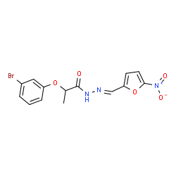 ChemSpider 2D Image | 2-(3-Bromophenoxy)-N'-[(E)-(5-nitro-2-furyl)methylene]propanehydrazide | C14H12BrN3O5
