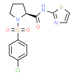ChemSpider 2D Image | 1-[(4-Chlorophenyl)sulfonyl]-N-1,3-thiazol-2-yl-L-prolinamide | C14H14ClN3O3S2