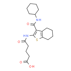 ChemSpider 2D Image | 5-{[3-(Cyclohexylcarbamoyl)-4,5,6,7-tetrahydro-1-benzothiophen-2-yl]amino}-5-oxopentanoic acid | C20H28N2O4S