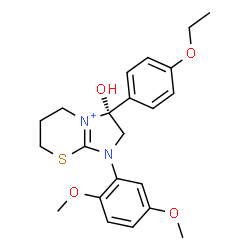 ChemSpider 2D Image | (3R)-1-(2,5-Dimethoxyphenyl)-3-(4-ethoxyphenyl)-3-hydroxy-1,2,3,5,6,7-hexahydroimidazo[2,1-b][1,3]thiazin-4-ium | C22H27N2O4S