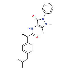 ChemSpider 2D Image | (2R)-N-(1,5-Dimethyl-3-oxo-2-phenyl-2,3-dihydro-1H-pyrazol-4-yl)-2-(4-isobutylphenyl)propanamide | C24H29N3O2