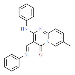 ChemSpider 2D Image | 2-Anilino-7-methyl-3-[(E)-(phenylimino)methyl]-4H-pyrido[1,2-a]pyrimidin-4-one | C22H18N4O