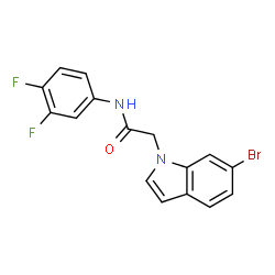ChemSpider 2D Image | 2-(6-Bromo-1H-indol-1-yl)-N-(3,4-difluorophenyl)acetamide | C16H11BrF2N2O