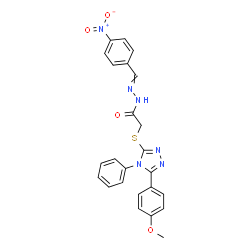 ChemSpider 2D Image | 2-{[5-(4-Methoxyphenyl)-4-phenyl-4H-1,2,4-triazol-3-yl]sulfanyl}-N'-(4-nitrobenzylidene)acetohydrazide | C24H20N6O4S