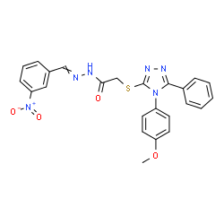 ChemSpider 2D Image | 2-{[4-(4-Methoxyphenyl)-5-phenyl-4H-1,2,4-triazol-3-yl]sulfanyl}-N'-(3-nitrobenzylidene)acetohydrazide | C24H20N6O4S