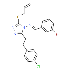 ChemSpider 2D Image | (E)-N-{3-(Allylsulfanyl)-5-[2-(4-chlorophenyl)ethyl]-4H-1,2,4-triazol-4-yl}-1-(3-bromophenyl)methanimine | C20H18BrClN4S