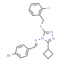ChemSpider 2D Image | (E)-1-(4-Bromophenyl)-N-{3-[(2-chlorobenzyl)sulfanyl]-5-cyclobutyl-4H-1,2,4-triazol-4-yl}methanimine | C20H18BrClN4S