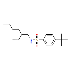 ChemSpider 2D Image | N-(2-Ethylhexyl)-4-(2-methyl-2-propanyl)benzenesulfonamide | C18H31NO2S
