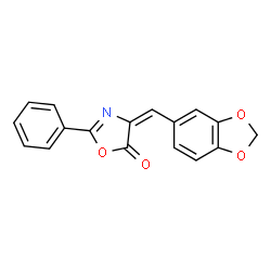 ChemSpider 2D Image | 4-Benzo[1,3]dioxol-5-ylmethylene-2-phenyl-4H-oxazol-5-one | C17H11NO4
