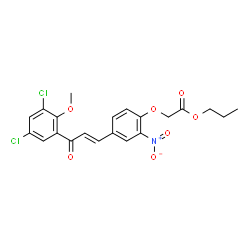 ChemSpider 2D Image | Propyl {4-[(1E)-3-(3,5-dichloro-2-methoxyphenyl)-3-oxo-1-propen-1-yl]-2-nitrophenoxy}acetate | C21H19Cl2NO7