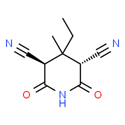 ChemSpider 2D Image | (3R,5R)-4-Ethyl-4-methyl-2,6-dioxo-3,5-piperidinedicarbonitrile | C10H11N3O2