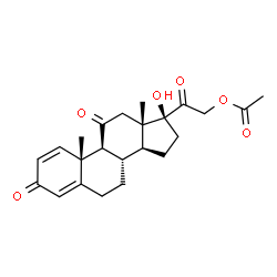 ChemSpider 2D Image | (17alpha)-17-Hydroxy-3,11,20-trioxopregna-1,4-dien-21-yl acetate | C23H28O6