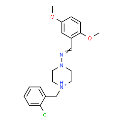 ChemSpider 2D Image | 1-(2-Chlorobenzyl)-4-[(2,5-dimethoxybenzylidene)amino]piperazin-1-ium | C20H25ClN3O2