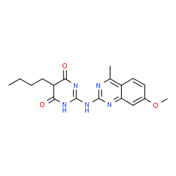 ChemSpider 2D Image | 5-Butyl-2-[(7-methoxy-4-methyl-2-quinazolinyl)amino]-4,6(1H,5H)-pyrimidinedione | C18H21N5O3