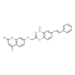 ChemSpider 2D Image | 2-Methoxy-4-[(E)-2-phenylvinyl]phenyl [(4-methyl-2-oxo-2H-chromen-7-yl)oxy]acetate | C27H22O6