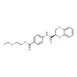 ChemSpider 2D Image | 2-Ethoxyethyl 4-{[(2R)-2,3-dihydro-1,4-benzodioxin-2-ylcarbonyl]amino}benzoate | C20H21NO6