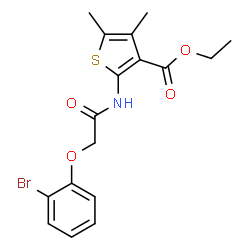 ChemSpider 2D Image | Ethyl 2-{[(2-bromophenoxy)acetyl]amino}-4,5-dimethyl-3-thiophenecarboxylate | C17H18BrNO4S