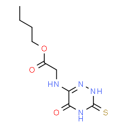 ChemSpider 2D Image | Butyl N-(5-oxo-3-thioxo-2,3,4,5-tetrahydro-1,2,4-triazin-6-yl)glycinate | C9H14N4O3S