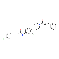 ChemSpider 2D Image | N-(3-Chloro-4-{4-[(2E)-3-phenyl-2-propenoyl]-1-piperazinyl}phenyl)-2-[(4-chlorophenyl)sulfanyl]acetamide | C27H25Cl2N3O2S