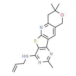 ChemSpider 2D Image | N-Allyl-2,8,8-trimethyl-7,10-dihydro-8H-pyrano[3'',4'':5',6']pyrido[3',2':4,5]thieno[3,2-d]pyrimidin-4-amine | C18H20N4OS