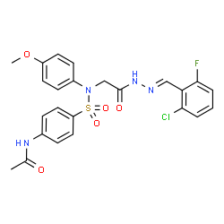 ChemSpider 2D Image | N-{4-[{2-[(2E)-2-(2-Chloro-6-fluorobenzylidene)hydrazino]-2-oxoethyl}(4-methoxyphenyl)sulfamoyl]phenyl}acetamide | C24H22ClFN4O5S
