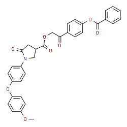 ChemSpider 2D Image | 2-[4-(Benzoyloxy)phenyl]-2-oxoethyl 1-[4-(4-methoxyphenoxy)phenyl]-5-oxo-3-pyrrolidinecarboxylate | C33H27NO8
