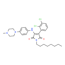 ChemSpider 2D Image | 3-(2,3-Dichlorophenyl)-4-{[4-(4-methyl-1-piperazinyl)phenyl]amino}-1-octyl-1H-pyrrole-2,5-dione | C29H36Cl2N4O2